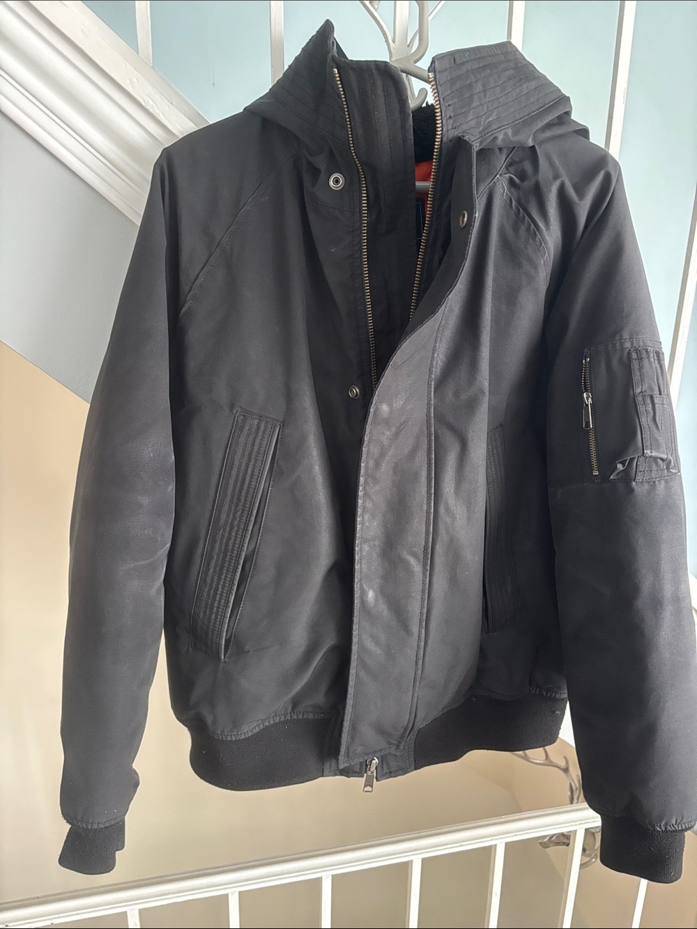GAP Black Hooded Bomber Jacket
